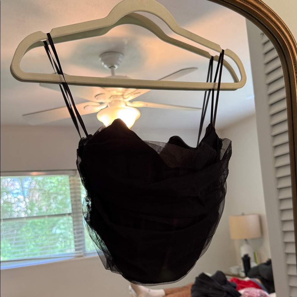 White Fox black corset top